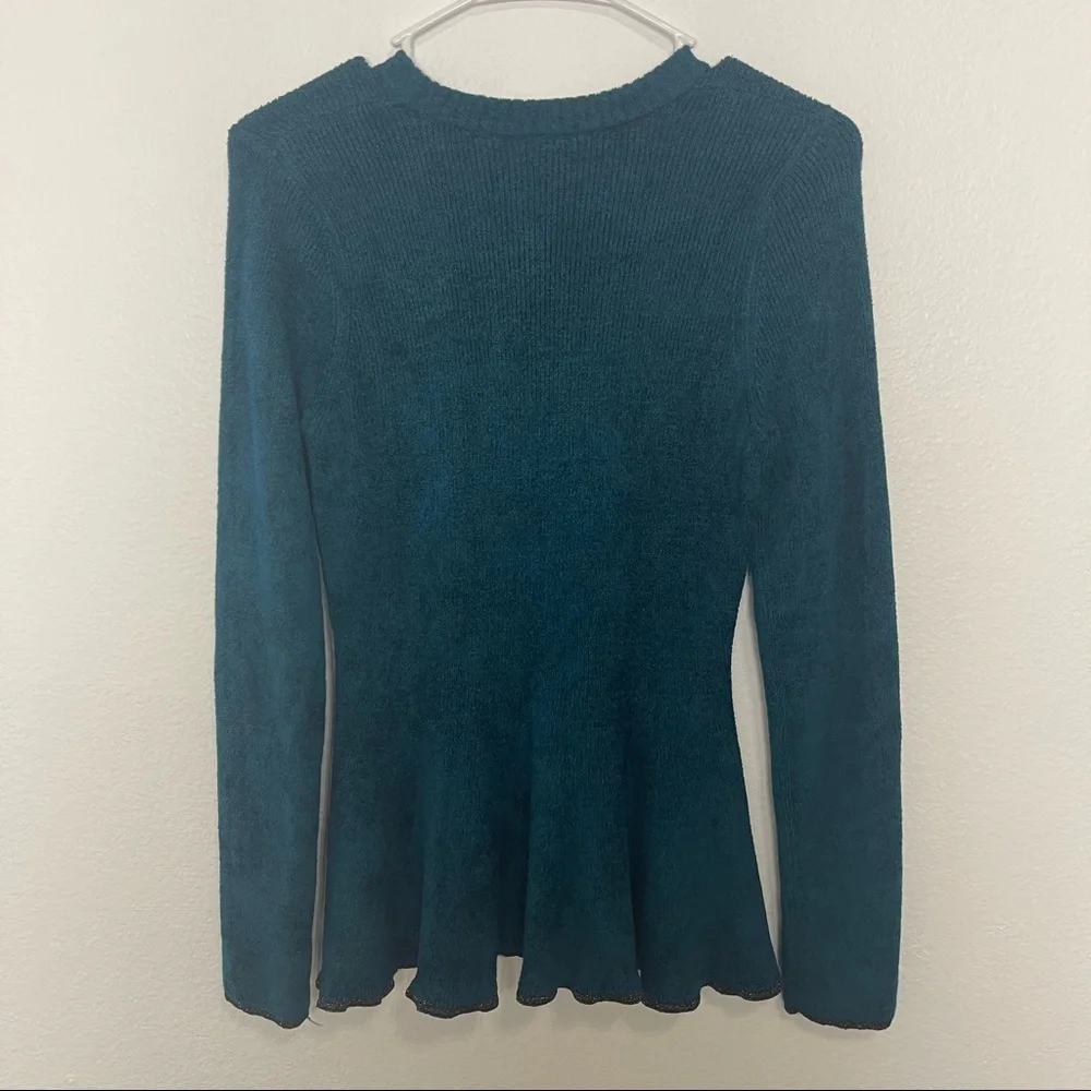 Ett:wa Anthropologie Teal Chenille Peplum Sweater - Picture 5 of 6